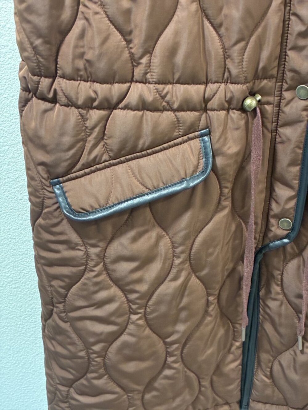 LOGO Lori Goldstein Brown Sleeveless Long Diamond Quilt Puffer Vest Women 1X - Picture 4 of 10